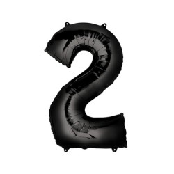 Globo foil número 2 negro 86cm | Ducaval | Envíos 24/48 horas