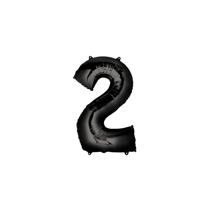 Globo foil número 2 negro 86cm | Ducaval | Envíos 24/48 horas