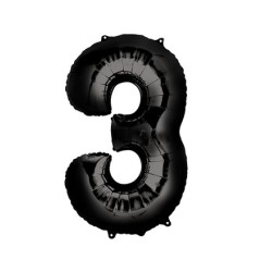 Globo foil número 3 negro 86cm | Ducaval | Envíos 24/48 horas
