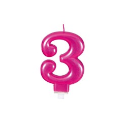Vela Rosa Metalizada número 3 | Ducaval | Envíos 24/48h