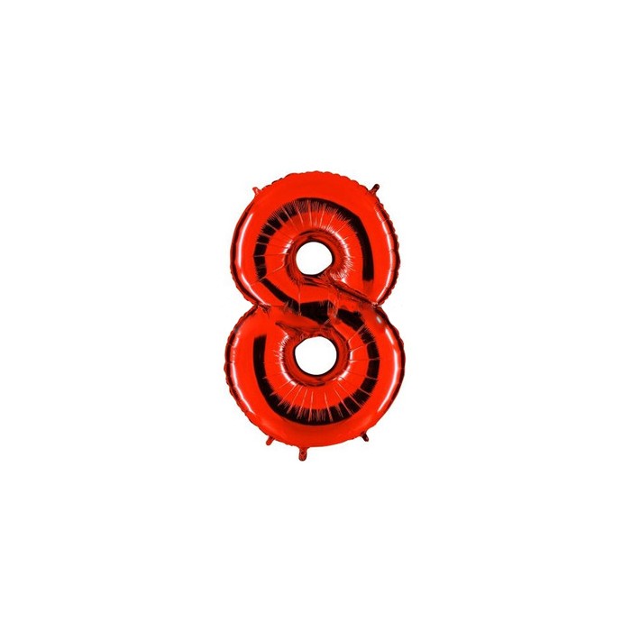 Globo foil número 8 rojo  | Ducaval | Envíos 24/48 horas