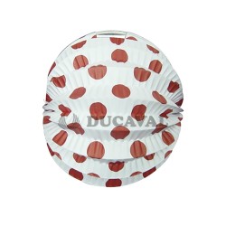 Farol esférico blanco lunar rojo 22cm