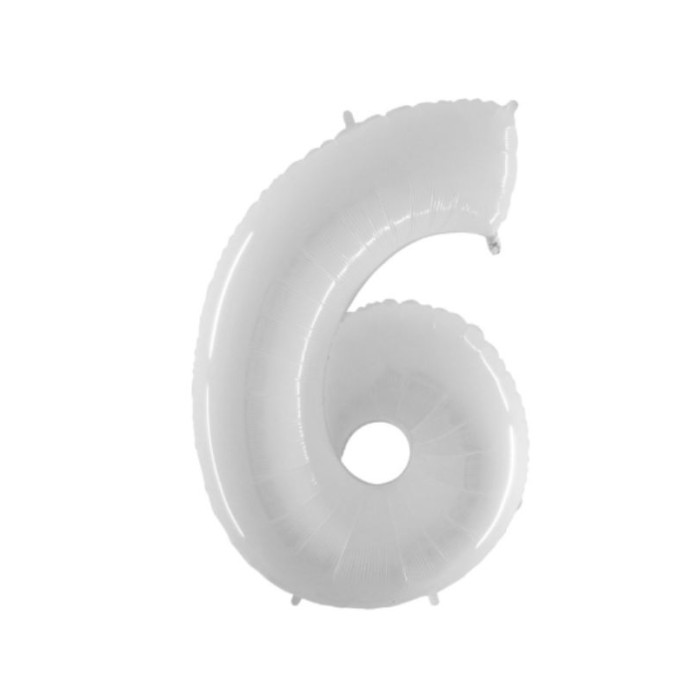Globo foil número 6 blanco fluorescente | Ducaval | Envíos 24/48 hora