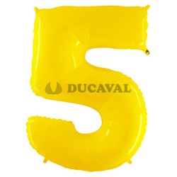 Globo foil número 5 amarillo fluorescente | Ducaval | Envíos 24/48 ho
