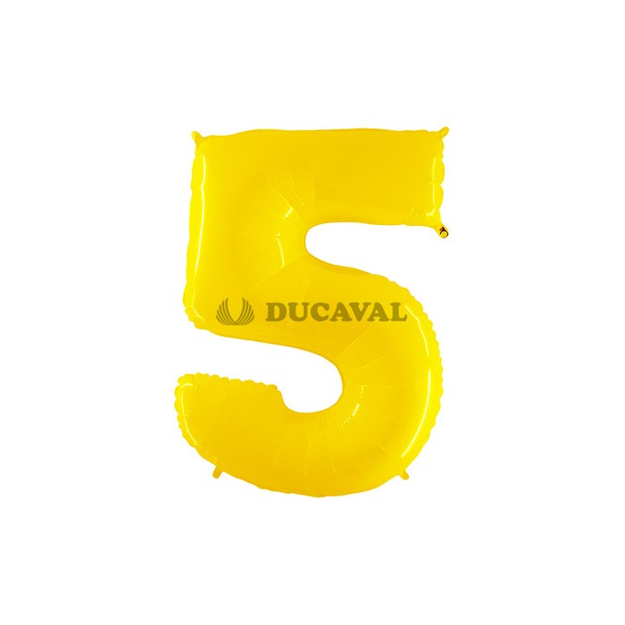 Globo foil número 5 amarillo fluorescente | Ducaval | Envíos 24/48 ho