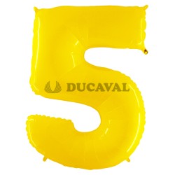 Globo foil número 5 amarillo fluorescente | Ducaval | Envíos 24/48 ho