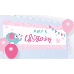 Banderín personalizable christening pink