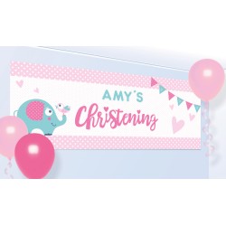 Banderín personalizable christening pink