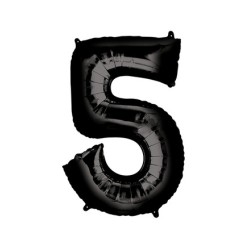 Globo foil número 5 negro 86cm | Ducaval | Envíos 24/48 horas