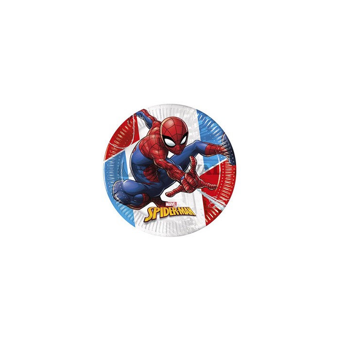Platos Spiderman compostable 23cm 8ud  Disfraces Ducaval