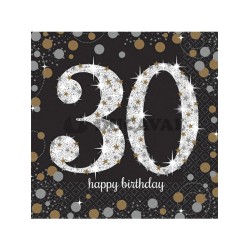 Servilletas celebración 30 años oro | Ducaval | Envío 24/48h