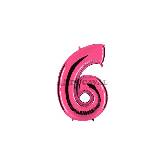 Globo foil número 6 rosa  | Ducaval | Envíos 24/48 horas