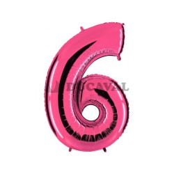 Globo foil número 6 rosa  | Ducaval | Envíos 24/48 horas