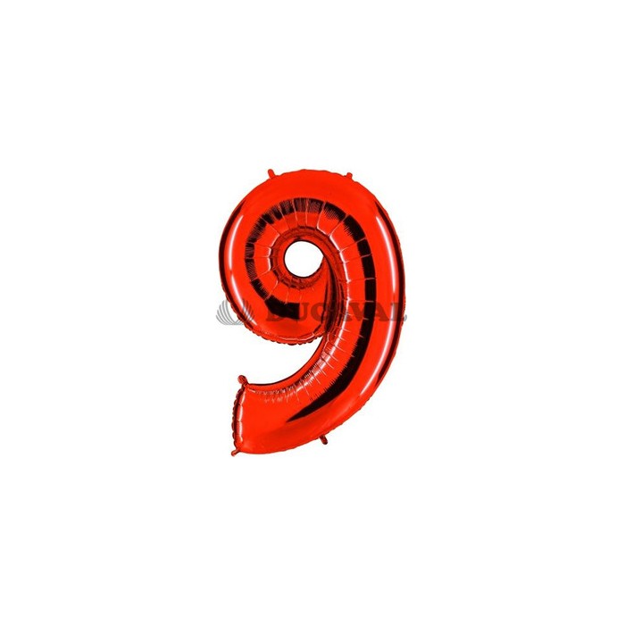 Globo foil número 9 rojo | Ducaval | Envíos 24/48 horas