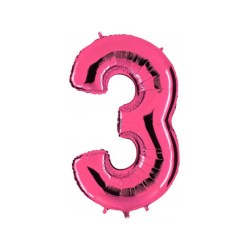 Globo foil número 3 rosa  | Ducaval | Envíos 24/48 horas