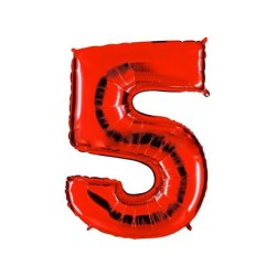 Globo foil número 5 rojo  | Ducaval | Envíos 24/48 horas