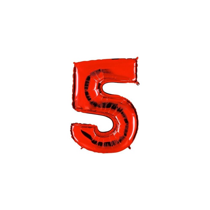 Globo foil número 5 rojo  | Ducaval | Envíos 24/48 horas