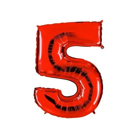 Globo foil número 5 rojo  | Ducaval | Envíos 24/48 horas