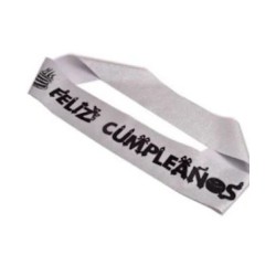 Banda plateada "Feliz cumpleaños" purpurina  Disfraces Ducaval