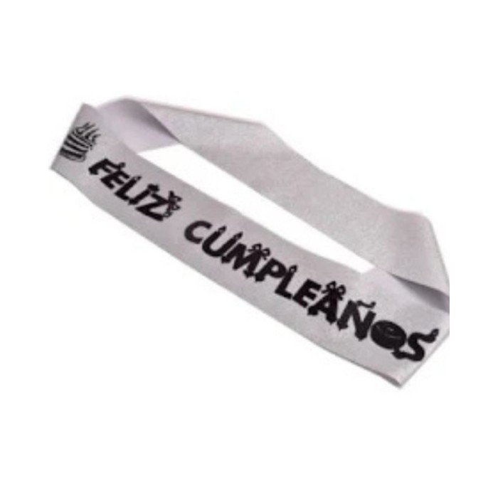 Banda plateada "Feliz cumpleaños" purpurina  Disfraces Ducaval