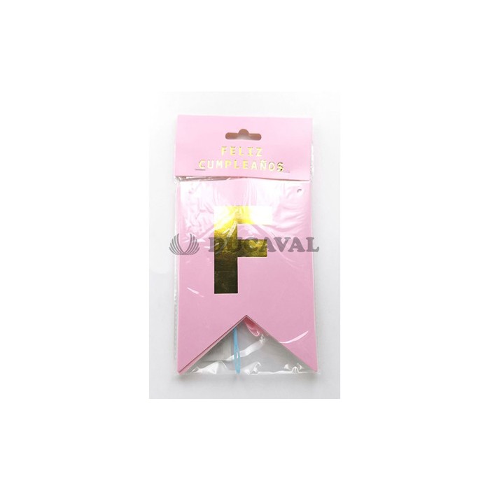 Guirnalda feliz cumpleaños rosa  Disfraces Ducaval