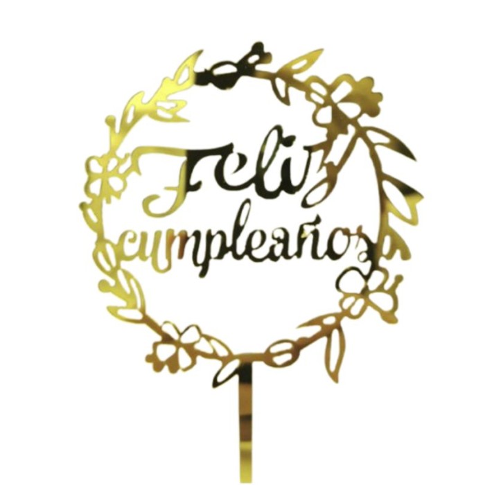 Topper feliz cumpleaños aro oro | Ducaval | Envíos 24/48 horas