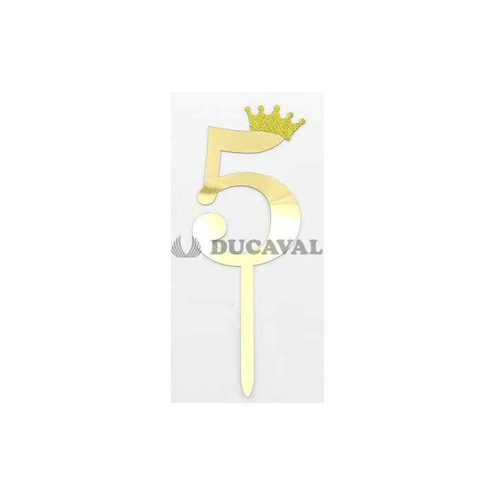 Topper número 5 corona dorada | Ducaval | Envíos 24/48 horasç