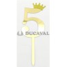 Topper número 5 corona dorada | Ducaval | Envíos 24/48 horasç