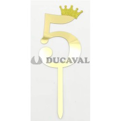 Topper número 5 corona dorada | Ducaval | Envíos 24/48 horasç