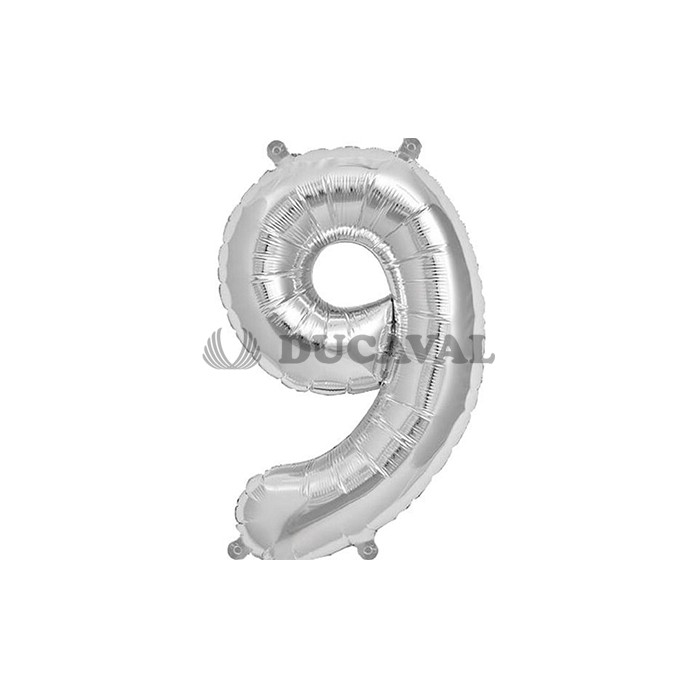 Globo número 9 plata 45cm