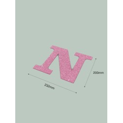 Letra N con purpurina rosa 232 x 200 mm. Ducaval envios 24/48 h