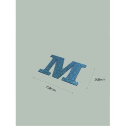 Letra M con purpurina azul 298 x 200 mm