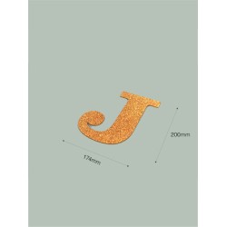 Letra J con purpurina oro 174 x 200 mm.Ducaval envios 24/48 horas