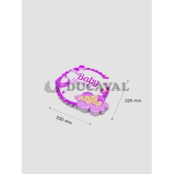 Baby shower rosa de papel base corcho 250x225mm. Ducaval envios 24/48