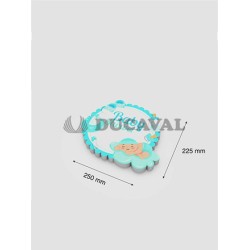 Baby shower azul de papel base corcho 250x225mm