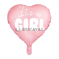 Globo foil corazón rosa Es una niña 48cm