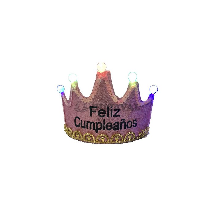 Diadema corona rosa feliz cumpleaños con luz  Disfraces Ducaval