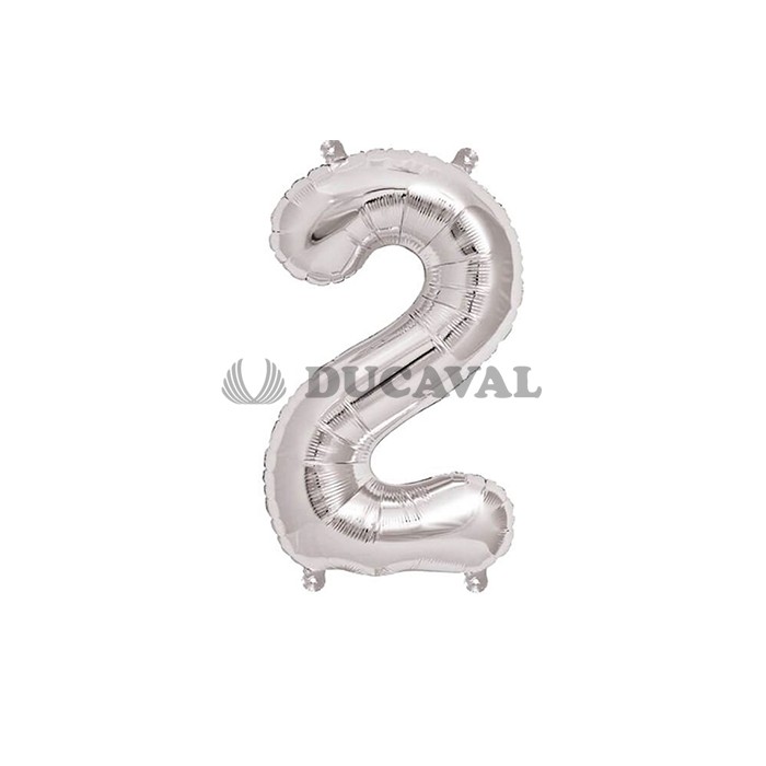 Globo número 2 plata 45cm | DUCAVAL | Envíos 24/48h