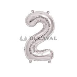 Globo número 2 plata 45cm | DUCAVAL | Envíos 24/48h