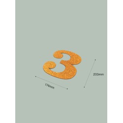 Número 3 con purpurina oro 174 x 200 mm. Ducaval envios 24/48 horas