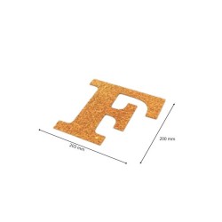 Letra F con purpurina oro 203 x 200 mm. Ducaval envios 24/48  horas