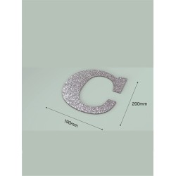 Letra C con purpurina plata 190 x 200 mm