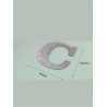 Letra C con purpurina plata 190 x 200 mm