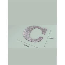 Letra C con purpurina plata 190 x 200 mm