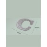 Letra C con purpurina plata 190 x 200 mm