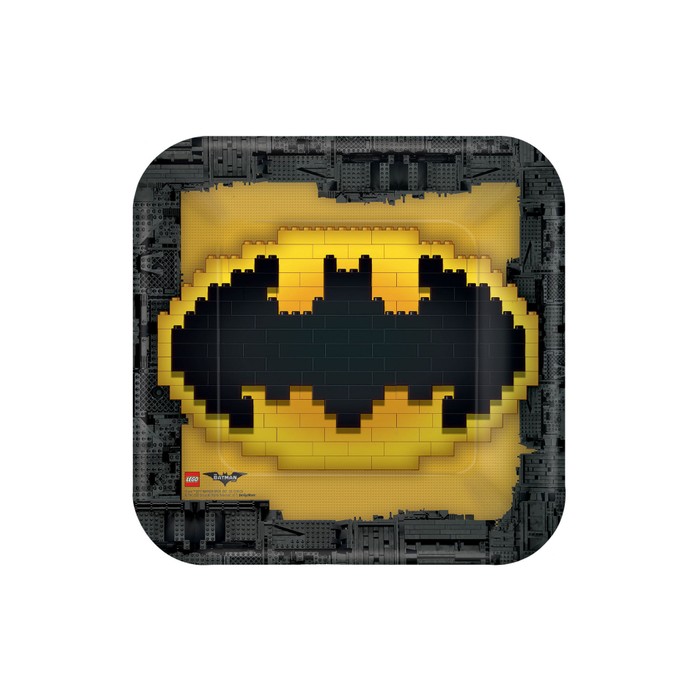 Platos Lego Batman cuadrado 23cm 8und.