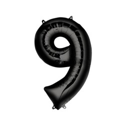Globo foil número 9 negro 86cm | Ducaval | Envíos 24/48 horas