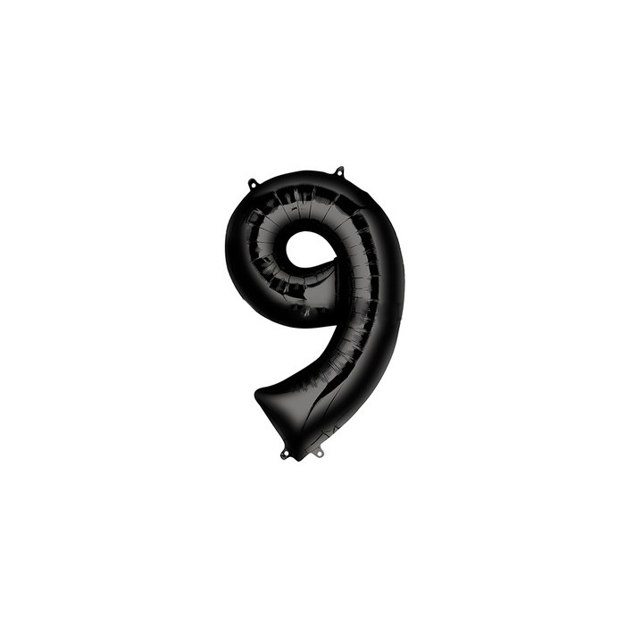 Globo foil número 9 negro 86cm | Ducaval | Envíos 24/48 horas