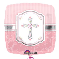 Globo foil comunión rosa 18" 45cm
