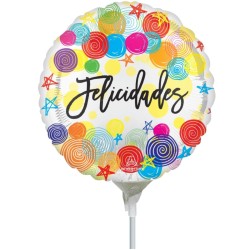 Globo foil mini con palo Felicidades I Ducaval I Envíos 24/48 horas